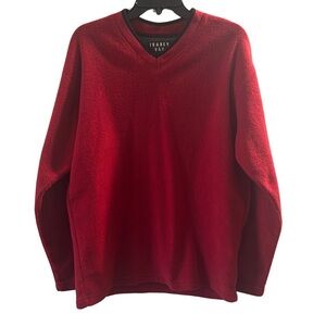 Vintage Trader Bay Red V-Neck Sweater - Classic Cozy Fleece - Size XL